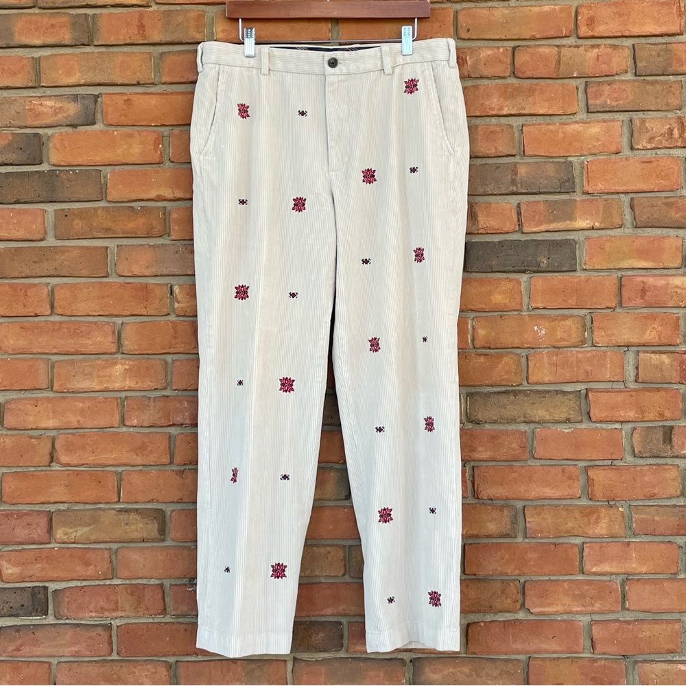 Brooks Brothers Men’s Corduroy Pants Mens Embroidered Flakes Preppy READ